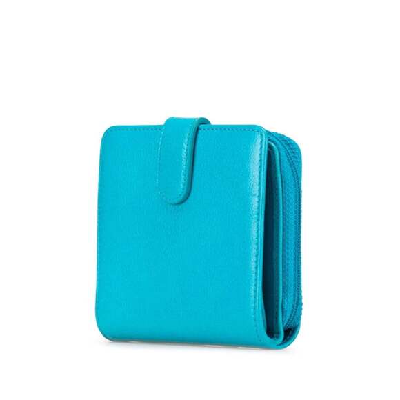 CHANEL Authentic Blue Lambskin Leather Logo Wallet - Picture 2 of 14